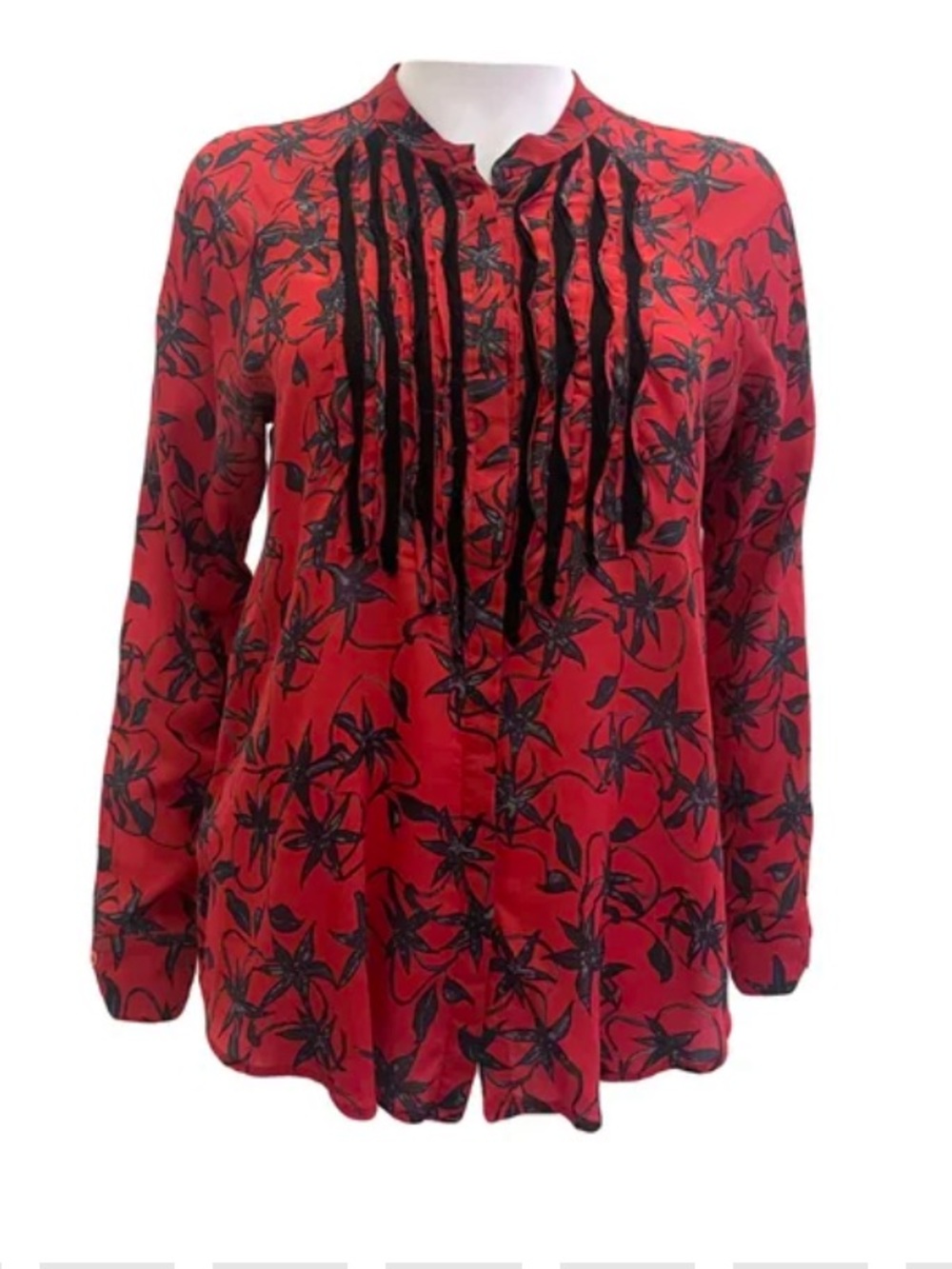 Zadig & Voltaire Red Silk Floral Blouse